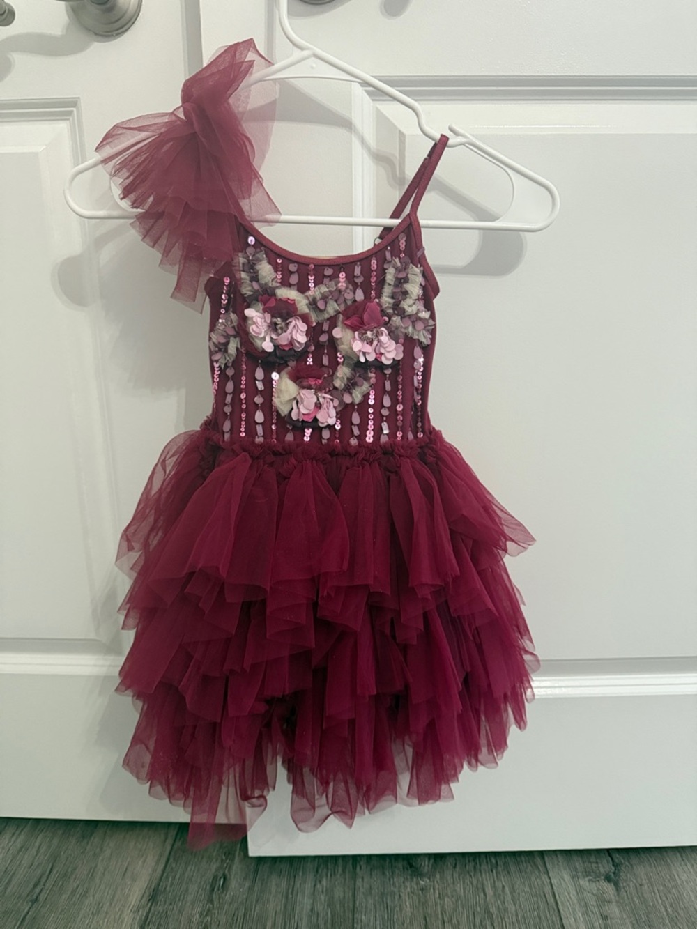 Tutu Du Monde Burgundy Floral Tulle Dance Costume